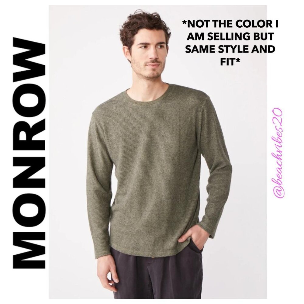 MONROW Men's Thermal Long Sleeve Crew Light Blue Small NWT O-154